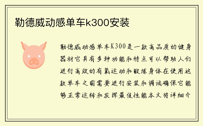 勒德威动感单车k300安装