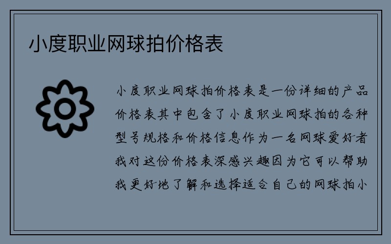 小度职业网球拍价格表