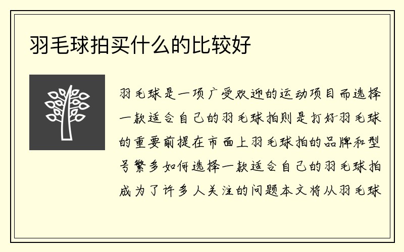 羽毛球拍买什么的比较好