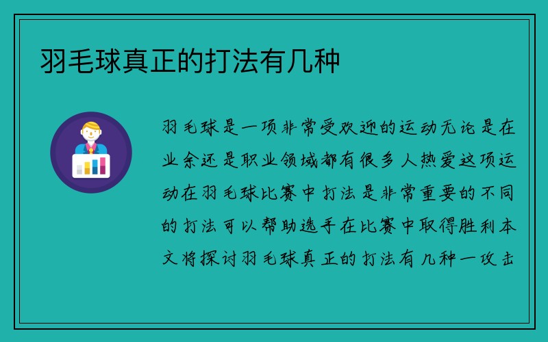 羽毛球真正的打法有几种