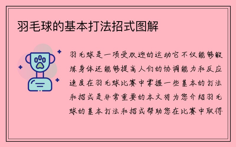 羽毛球的基本打法招式图解