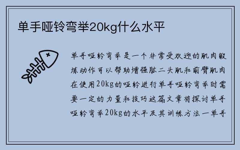 单手哑铃弯举20kg什么水平